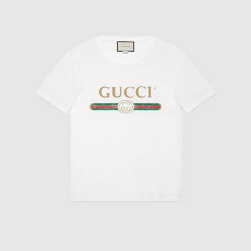 GUCCI/古馳 男士Gucci標(biāo)識印花超大造型T恤 白色 440103 X3F05 9045