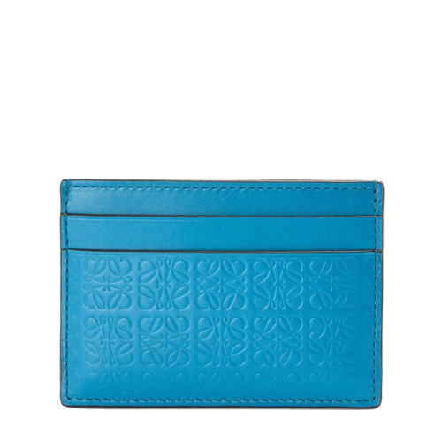 LOEWE/羅意威 Repeat系列 女士瀉湖藍色徽標壓花小牛皮卡包0010641942