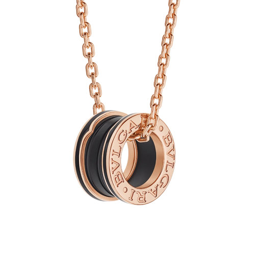 BVLGARI/寶格麗  B.ZERO1系列 18k金玫瑰金啞光黑色陶瓷項鏈358050
