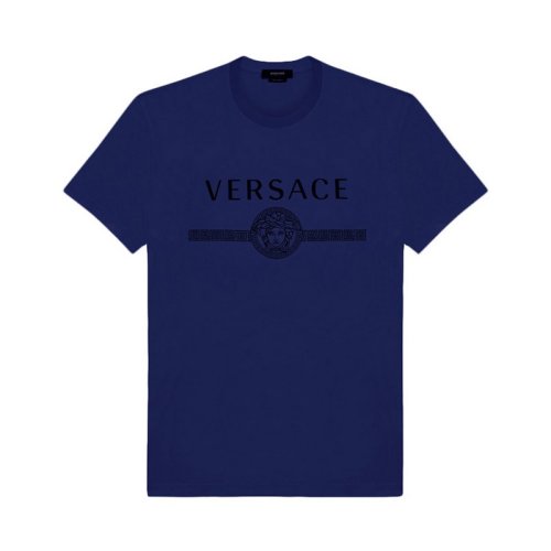  VERSACE/范思哲 男士藍色棉質短袖T恤 A87573 A228806 1U110 PLFSX