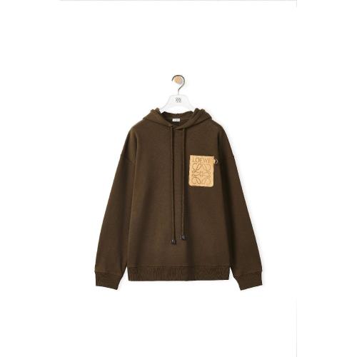  LOEWE羅意威 22年秋冬 男士 衛衣 Anagram leather patch hoodie in cotton H526Y25X16-4153