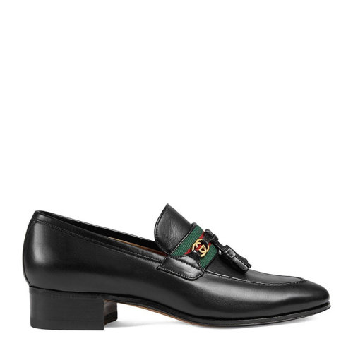 GUCCI/古馳 女士皮質織帶和互扣式雙G樂福鞋單鞋女鞋 624316-1W610多色可選（99新未使用）