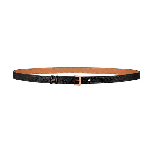 HERMES/愛馬仕新款 Pop H 15系列 女士黑色玫瑰金扣小牛皮腰帶15毫米H081087CD89070