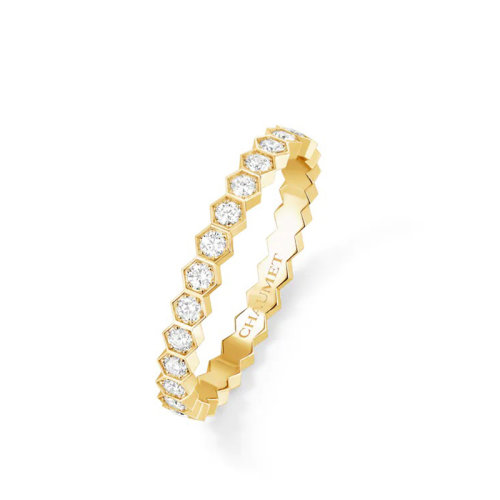 Chaumet/尚美 經典BEE MY LOVE系列 18k金黃金愛?巢滿鉆戒指 081934