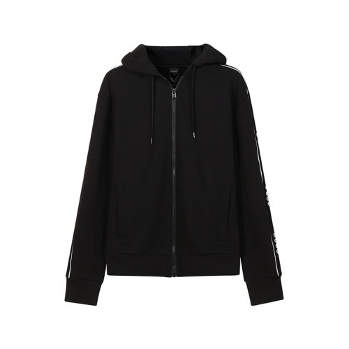 HUGO BOSS/雨果博斯【22春夏新款】男士棉質加絨款連帽拉鏈衛衣開衫運動衫外套 50462390