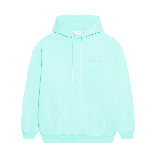 Balenciaga/巴黎世家 22年早春新款 男女同款淺綠色純棉LOGO連帽衛衣578135TLVB83062