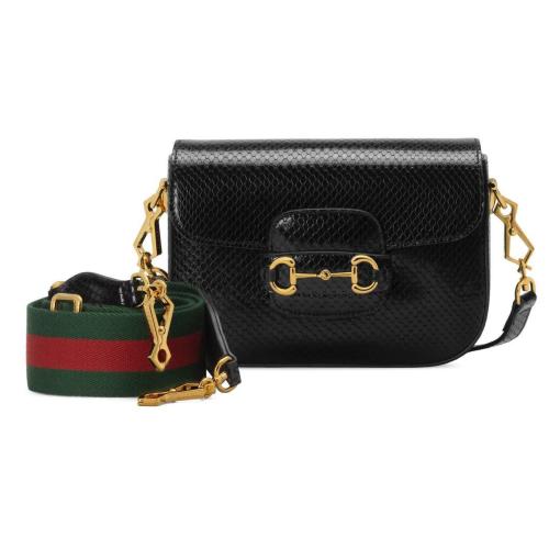  GUCCI古馳 22年秋冬 女士 Gucci 馬銜扣1955系列蟒蛇皮迷你手袋 658574 L2DRG 1060
