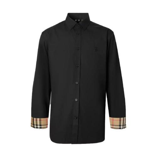  BURBERRY 22年秋冬 男士 修身剪裁專屬標(biāo)識圖案彈力棉府綢襯衫 80323051