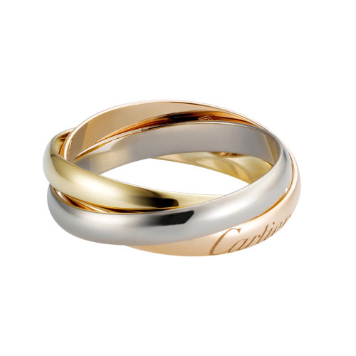 CARTIER/卡地亞 TRINITY系列 18K金白金黃金玫瑰金三色三環窄款戒指 B4086100