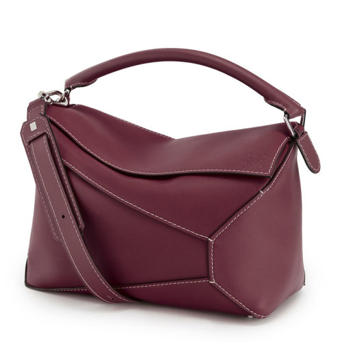 LOEWE/羅意威女士酒紅色大號天然牛皮革PuzzleEdge手袋單肩包斜挎包女包31756AB74-7210
