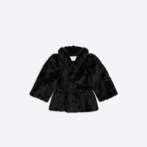 BALENCIAGA巴黎世家 22年春夏 女士 夾克 Womens Teddy Sleeve Jacket in Black 704542TGQ3210