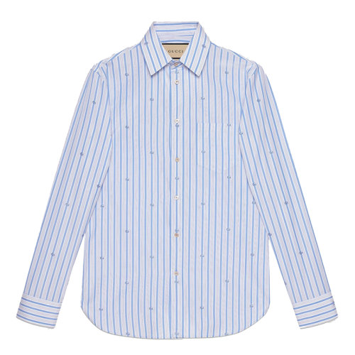 GUCCI/古馳 男士淺藍色修身棉質襯衫 659875ZAGV59018