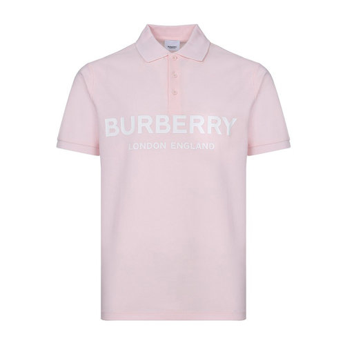 BURBERRY/博柏利 burberry服裝 字母LOGO標(biāo) 巴寶莉 男裝 純棉 翻領(lǐng) 專柜同款 粉色 短袖T恤 男士短POLO 博柏利t恤 t恤男
