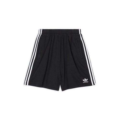 Balenciaga/巴黎世家 22年秋冬新款 ADIDAS聯(lián)名系列 男女同款黑色純棉中重卷絨面料大號短褲723881TNVN28482