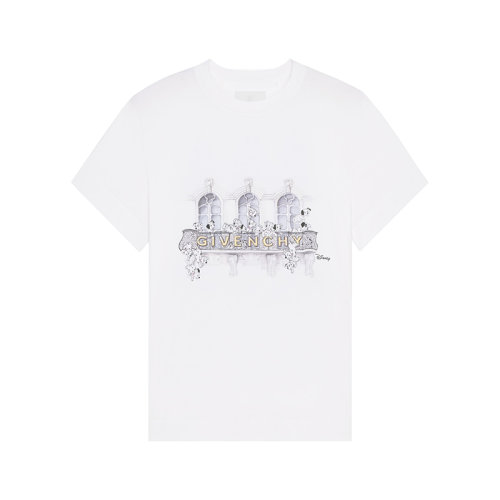 Givenchy/紀梵希 22年秋冬新款 迪士尼聯名系列 女士白色純棉斑點狗印花短袖T恤BW707Z3ZAQ-100