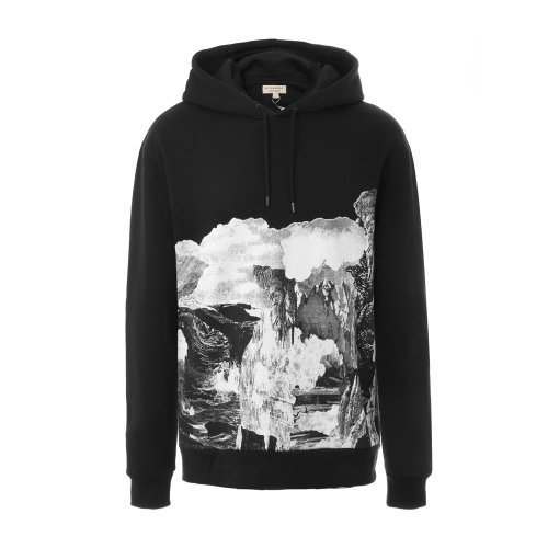 BURBERRY/博柏利 黑色連帽加絨男士衛(wèi)衣 巴寶莉 男衛(wèi)衣 內(nèi)搭 休閑上裝 抽繩款 瑕疵特賣（陳列痕跡，不影響使用）