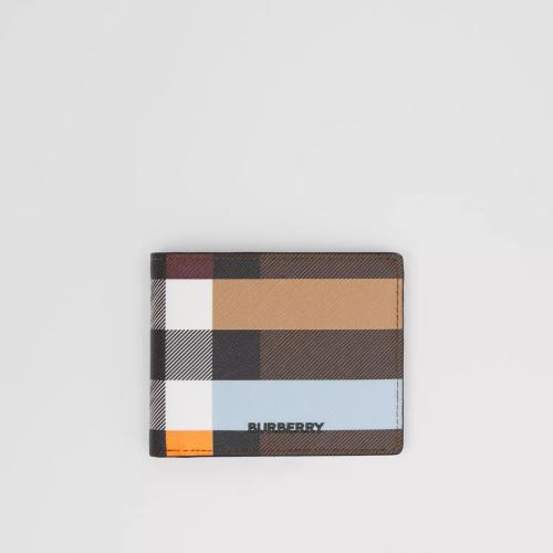 BURBERRY 22年秋冬 男士 拼色格紋雙折錢夾 80647191