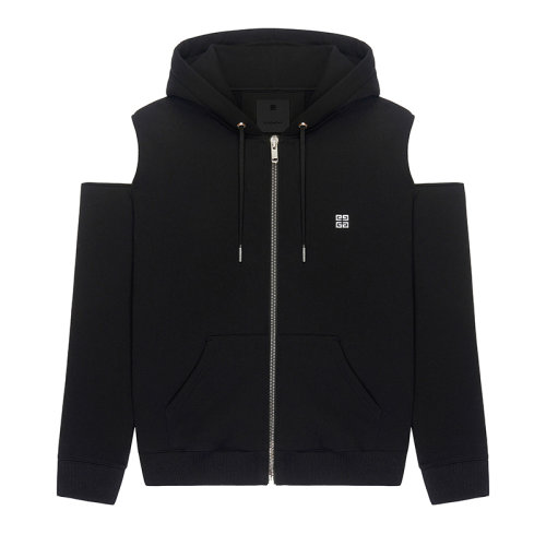 Givenchy/紀梵希      4G LOGO系列 女士黑色棉質拉鏈連帽衛衣BWJ02P3Z87-001