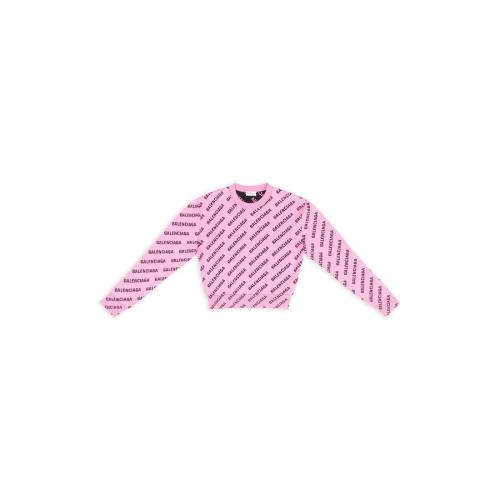  BALENCIAGA巴黎世家 22年秋冬 女士 長袖T恤 mini allover logo cropped sweater 704421T32335