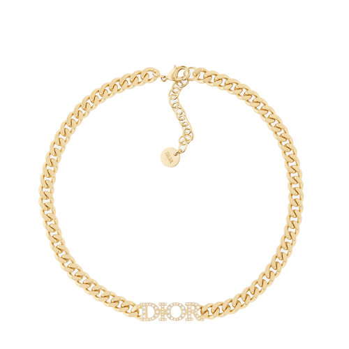 DIOR/迪奧 DIO(R)EVOLUTION系列 女士金色飾面金屬仿水晶點綴鏈環短項鏈N1583DVOCY_D301