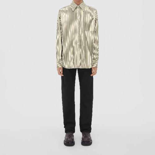  BV葆蝶家 22年秋冬 男士 長袖襯衫 chemise en coton compact a rayures 720688V2AQ03305