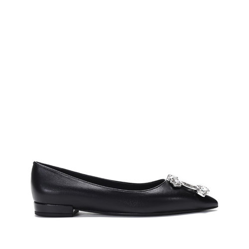 Salvatore Ferragamo/菲拉格慕  女士HAILEY 10系列羊皮VARA蝴蝶結尖頭芭蕾舞鞋平底鞋 0742064