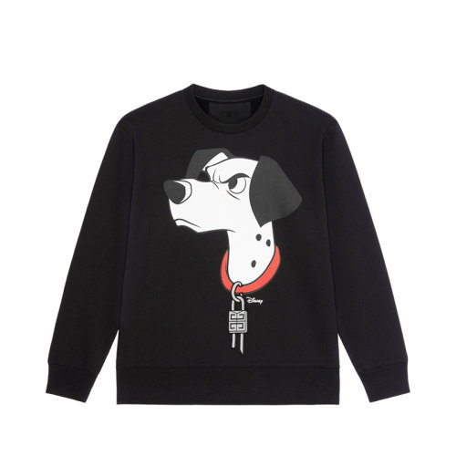 Givenchy/紀梵希 22年秋冬新款 迪士尼聯名系列 男士黑色斑點狗印花修身無帽衛衣BMJ0HR3Y78-001