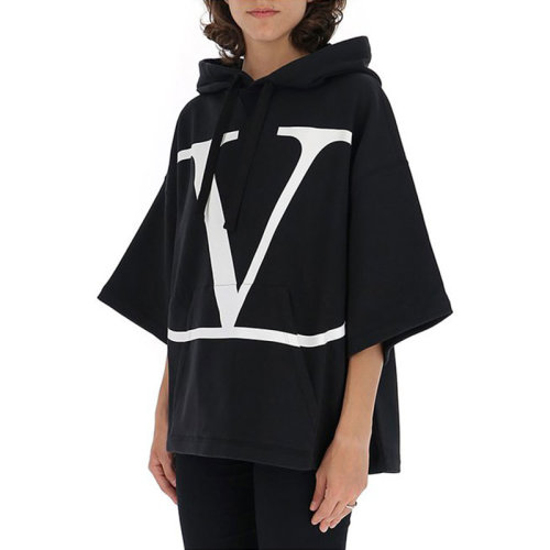 Valentino/華倫天奴  女裝 時尚百搭 蝙蝠袖 女士黑色連帽衛衣 3SB3MF02V4T 0NI