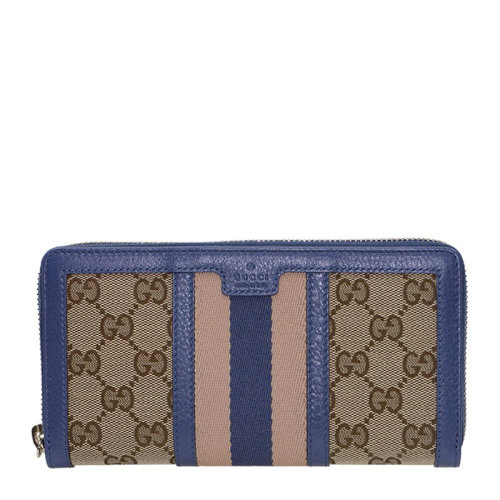 GUCCI/古馳 女士帆布配皮經典雙G印花長款錢夾錢包手拿包女包  353651-F4CKG 多色可選
