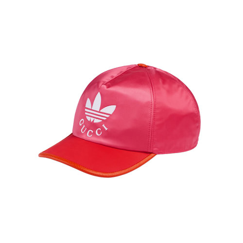 GUCCI/古馳 22年秋冬新款 adidas聯(lián)名系列 女士粉色錦綸絲緞Logo印花棒球帽鴨舌帽?7038254HAQD5674