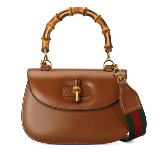  GUCCI古馳 22年秋冬 女士 Gucci Bamboo 1947 中號手提包 672206 10ODT 2579