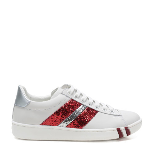 BALLY/巴利 女士皮質(zhì)/閃光面料系帶休閑運(yùn)動鞋板鞋 WIOLINA