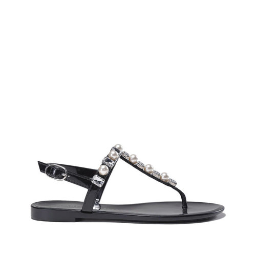 Stuart Weitzman/斯圖爾特韋茨曼 【22春夏新款】 女士橡膠平底夾趾人字拖鞋涼鞋 GOLDIE CRYSTAL JELLY
