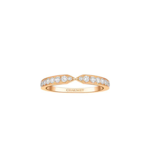 Chaumet/尚美 戒指/指環 ALLIANCE TRIOMPHE系列 女士18k金玫瑰金滿鉆明亮切割鉆石結婚戒指083145