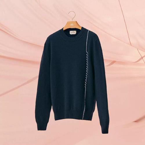  HERMES愛馬仕 22年秋冬 男士 長袖襯衫 Pull col rond cachemire signature H257000HA01LA