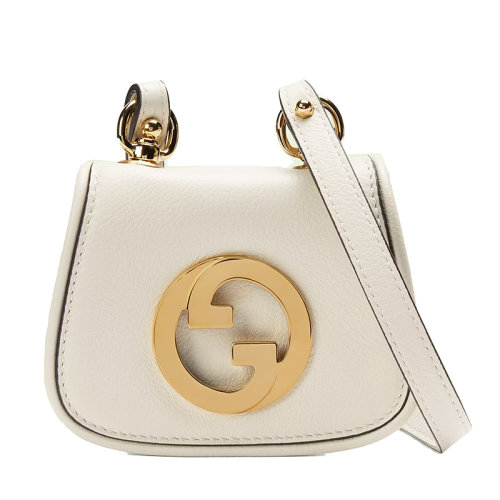 GUCCI/古馳  Blondie系列 女士白色皮革圓形G金扣小包錢包掛脖包?698635UXX0G9022