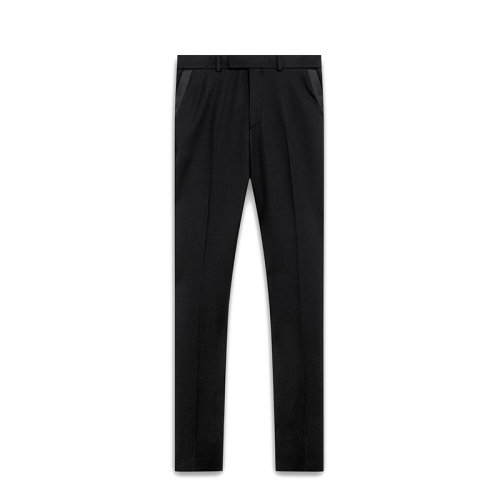 CELINE/賽琳 22年早春新款 女士深黑色羊毛混紡呢絨面料經典禮服長褲2P124659D.38UB