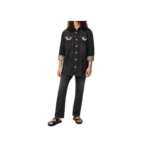  LOEWE羅意威 22年秋冬 男士 長袖襯衫 Rainbow patch overshirt in denim H616Y12X02-8946