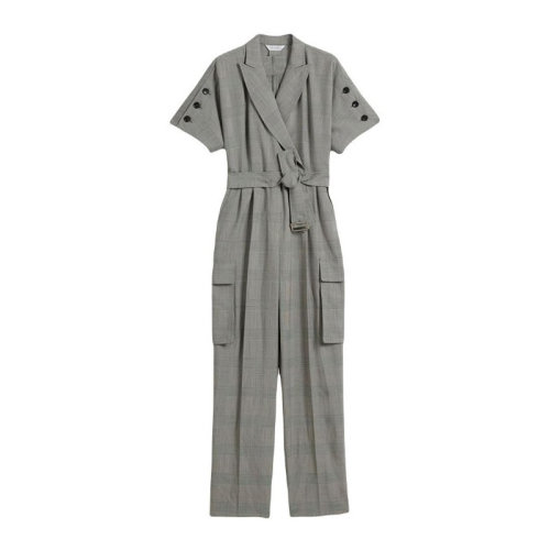 MAX MARA 麥絲瑪拉 女士 服裝 21春夏 灰色翻領腰帶收腰連體褲 女士連體褲