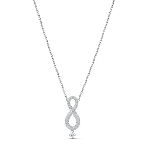 Swarovski/施華洛世奇  SWAROVSKI INFINITY 系列女士鍍白金色仿水晶永恒愛意無盡符號鏈鎖骨鏈吊墜 5537966