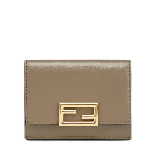 FENDI/芬迪   女士微型灰色小牛皮三折短款零錢袋錢包8M0395AHM0F1F1M