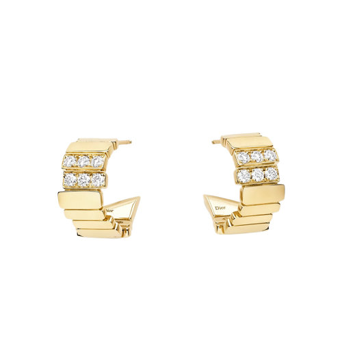 DIOR/迪奧 GEM系列 18K金黃金鑲嵌鉆石耳環JGEM95004_0000