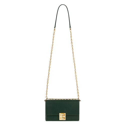 Givenchy/紀梵希 20  4G系列 女士綠色小號小牛皮翻蓋4G磁扣鏈條單肩斜挎包 BB50HEB15T-311
