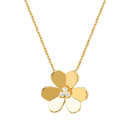 Van Cleef & Arpels/梵克雅寶 經典Frivole系列 18k金黃金鑲鉆石三瓣花朵大號吊墜VCARC96800