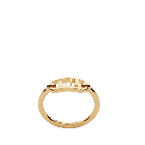 FENDI/芬迪  O’LOCK系列 金色金屬Fendi O'Lock圖案鎖扣戒指8AH323B08F0CFK
