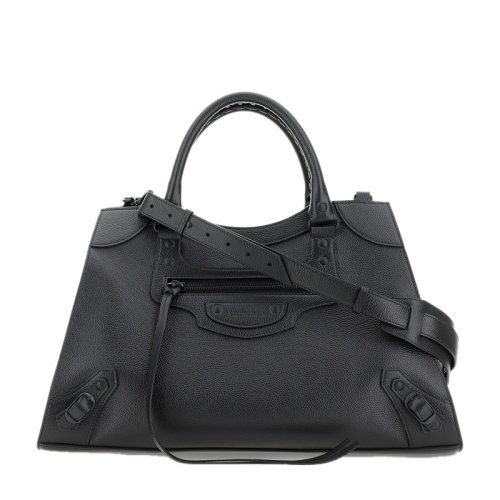 Balenciaga/巴黎世家 Neo Classic City系列女士黑色小牛皮浮雕徽標(biāo)流蘇雙向拉鏈開合單肩包斜挎包手提包機(jī)車包女包 638470-15Y47-1000