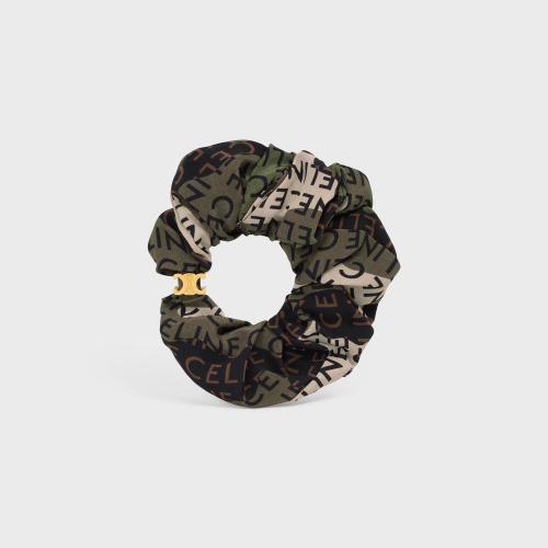  CELINE賽琳思琳 22年秋冬 女士 手鐲 CELINE CAMOUFLAGE CELINE金色飾面黃銅和卡其色桑蠶絲發(fā)