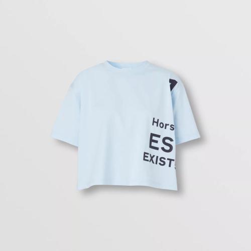 BURBERRY 22年秋冬 女士 Horseferry 印花棉質(zhì)短款 T 恤衫 80581561