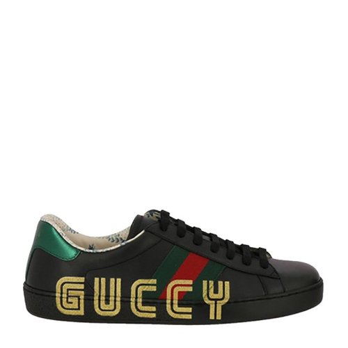 GUCCI/古馳 男士字母花卉印花黑色休閑運動鞋板鞋男鞋