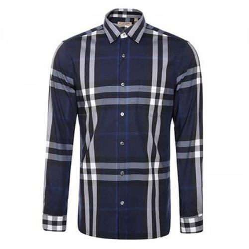  BURBERRY/博柏利 男士藏藍色長袖粗格襯衫 40234821 PLFSX